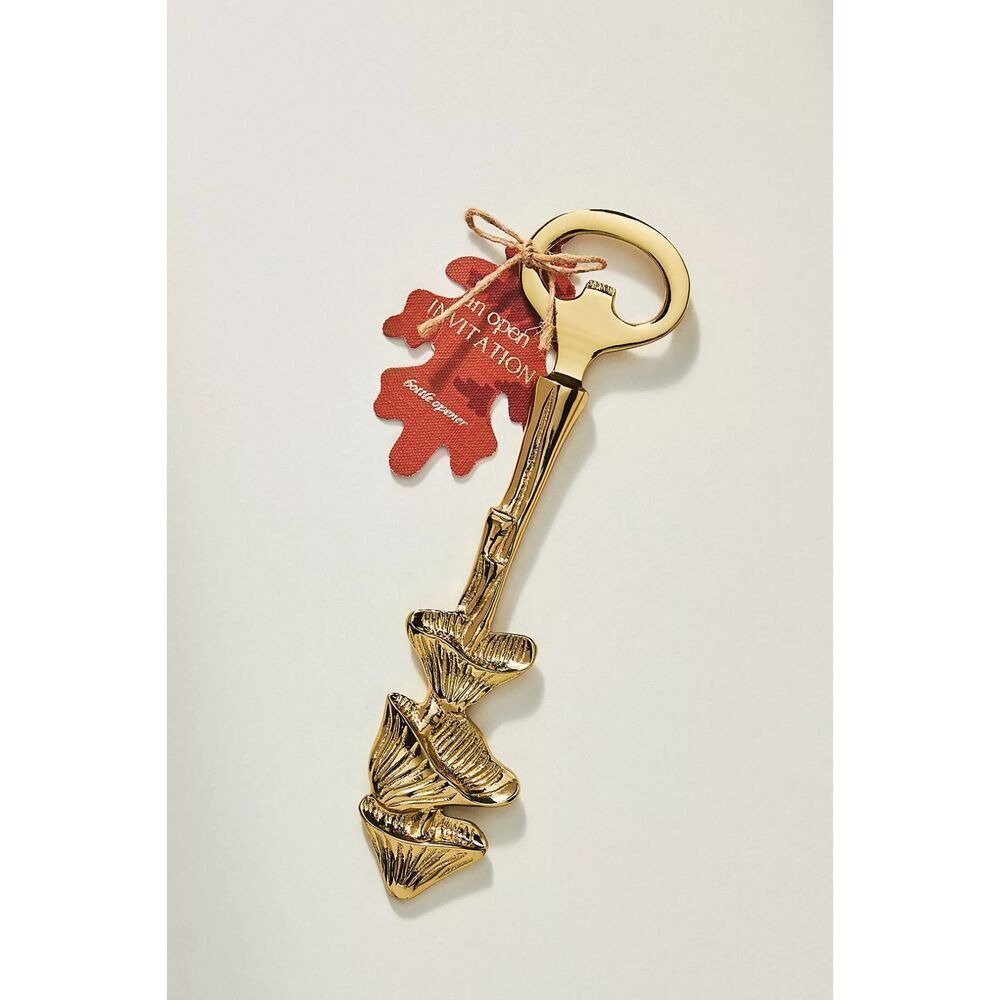 Anthropologie Sigrid Bottle Opener Mushroom Gold NEW